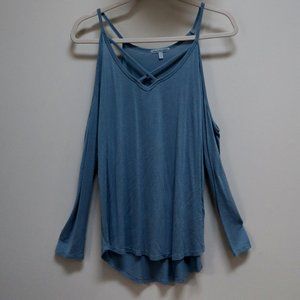 Womens Blue Off Shoulder Top
